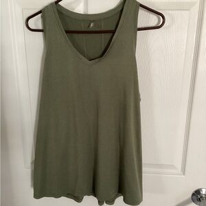 MTA Sport Olive V-Neck Sleeveless Tank Top